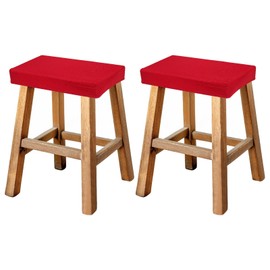 uxcell Bar Stool Cover Rectangle, Stretch Washable Saddle Counter Vanity Barstool Slipcover Seat Cushion Protector with Elastic Band for Wooden Metal Bench Chair(Red, 2Pcs)