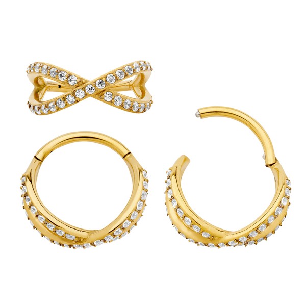 (10mm) 316L Surgical Steel Hypoallergenic Double Twist Gem Septum Jewellery