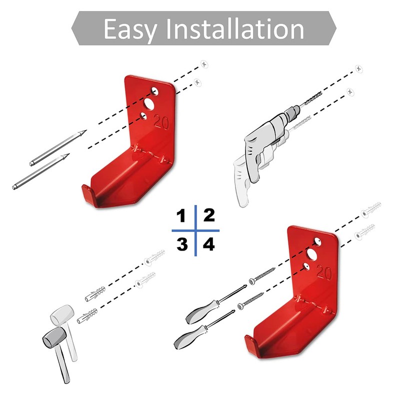 QMARK 4 Pack of Fire Extinguisher Bracket, Wall Mount Hook,