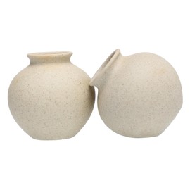 ORFOFE Mini Rustic Ceramic Vase Set for Dried Flowers 2pcs Artistic Flowerpot for Home Decor Handmade Design for Table Centerpieces