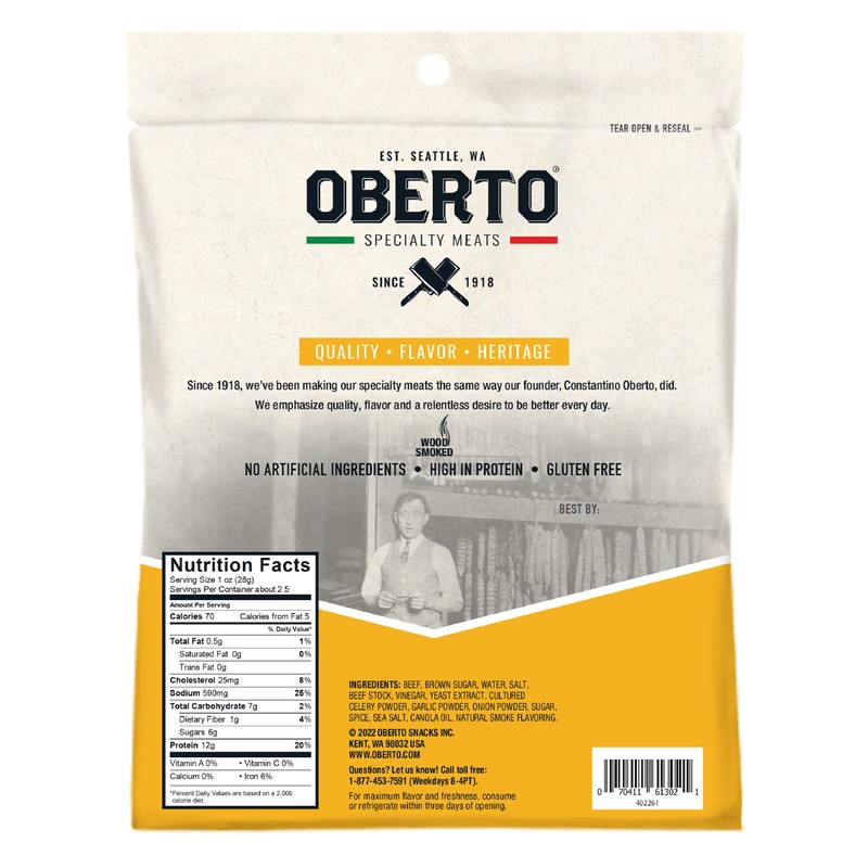 Oberto Specialty Meats Original Beef Jerky, 2.7 Ounce (Pack of