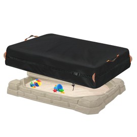 Kids Sandbox Cover for Naturally Playful Sandbox II,Made of 600D Waterproof Oxford Cloth, Reflective Carry Handle with Two Warning Signs and 4.6 Meters Long Mesh Grommets.(51" L x 32" W x 13" H)