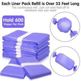 Yeaqee 12 Pack Diaper Disposal Liner Refills Compatible with Janibell Akord 280 Dekor Plus Diaper Pails Extra Thick Pail Refill Liners Adult Scented Odor Resistant Liners Holds up to 7200(Purple)