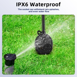 USEDOM IPX6 25 FT Outdoor Extension Cord Waterproof, 16/3 Gauge Black Heavy Duty Extension Cord, 10A 1250W SJTW, Waterproof Socket, 3 Prong Flat Plug Extension Cord with Weather Resistance