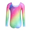 Zaclotre Kid Girls Gymnastic Leotard Long Sleeve Color Gradient Sparkly