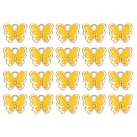 QUARKZMAN 40 Stk. Schmetterlingsanhänger, vergoldeter Anhänger für DIY Handy-Zubehör Schlüsselanhänger Basteln, 12,8x10,5mm, Gelb
