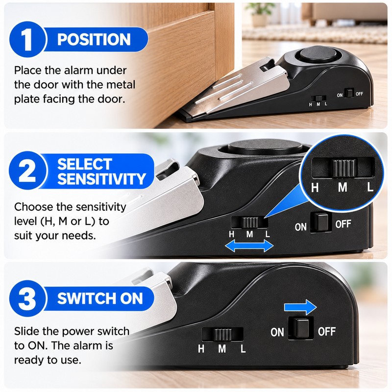 2 Pcs Door Stop Alarm for Home & Travel –