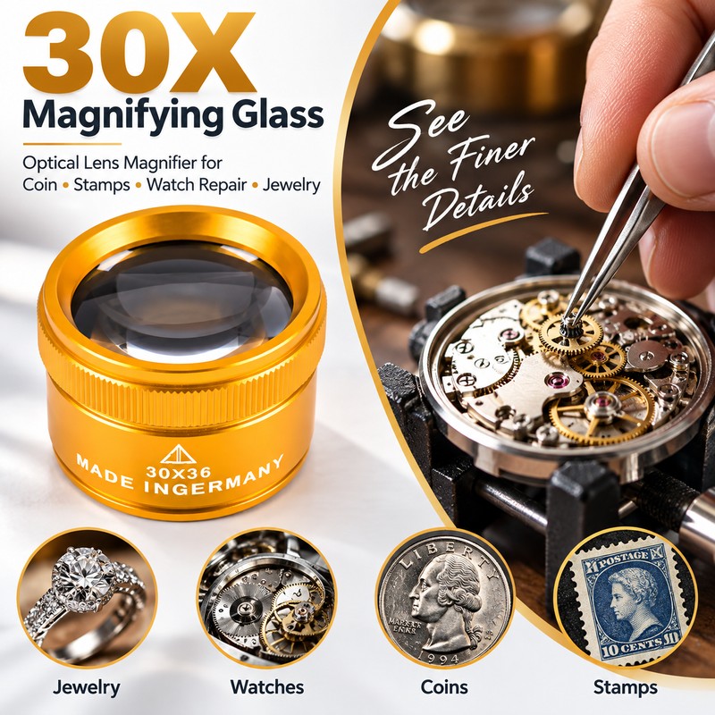 30X Magnifying Loupe for Precision Work – 36mm K9 Optical