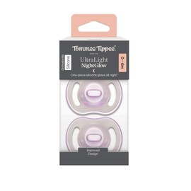 Tommee Tippee Ultra Light Night Glow Soother 0 to 6 Months X 2 (Assorted Colours)