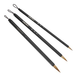 PATIKIL Calligraphy Brush, 3 Pack Watercolor Ink Painting Calligraphy Writing Brush Drawing Art Sumi-e Brush Steel Rod Handle for Beginner 3 Size Kit, Brown