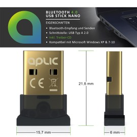 CSL - Bluetooth 4.0 USB Adapter - V4.0 verbesserte Energieeffizienz - Bluetooth Class 4.0 Technologie - Plug and Play - Neues Modell - Windows 11 10 8.1 8 7 Vista XP 32-Bit und 64-Bit