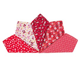 HOULIFE Women's Flower Handkerchiefs Made of Pure Cotton Red Fabric Handkerchiefs for Everyday Use 5/10 Pieces 36 x 36 cm Mother's Day Gift - multicoloured