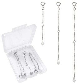 Toaob 3 pieces 925 sterling silver chain extender chains 5 cm 8 cm 10 cm bracelet extension chain for jewellery making