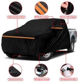 Waterproof Truck Cab Cover Replace for Ford F-Series,Chevy Silverado,Dodge Ram,GMC Sierra CrewCab 2 Door, Multilayers All Weather Car Cover with Zipper Door for Sun Snow Rain Protection