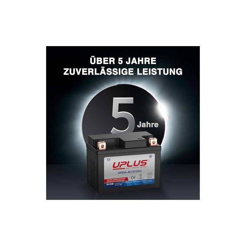 UPLUS GEB4L-B GEL Motorradbatterie 12V 50A 3Ah Rollerbatterie