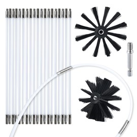 HOKLNUSE Dryer Vent Cleaner Kit Chimney Sweep Cleaning Tools Pellet Stove Cleaner Kit Air Dryer Duct Fireplace Brushes for Easy Lint Cleaning with 4" and 6" Brush Heads (Medium Duty, 25Feet)