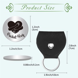 CREATCABIN Pocket Hug Token Inspiration Gift Long Distance Relationship Keepsake Stainless Steel Double Sided with PU Leather Keychain for Friends Family Daughter 1.2 x 1.2 Inch