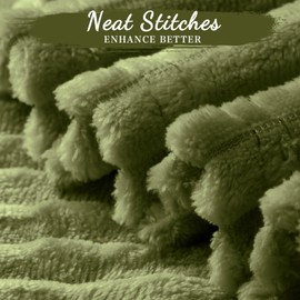 Buryeah 24 Pcs Flannel Throw Blanket Bulk 50 x 60 Inch Wedding Throw Blanket Soft Lightweight with Striped Ribbed for Sofa Room Couch Donation Homeless Gifts (Army Green)