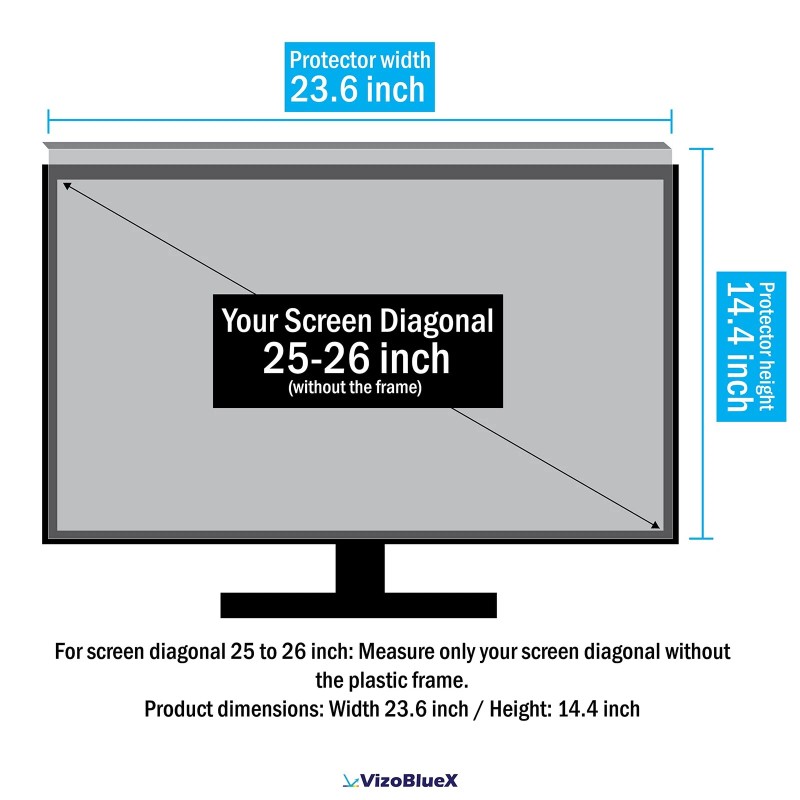 VizoBlueX 25-26 inch Anti-Blue Light Filter for Computer Monitor. Blue