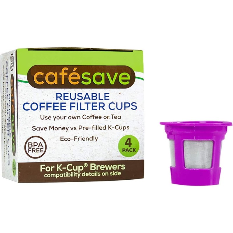 2-Item Bundle: 4-Pack Cafe Save 1-Stream Reusable K Cup Coffee