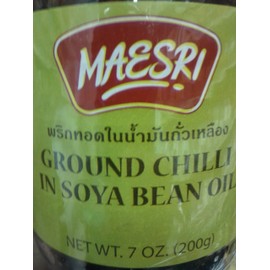 Ground Chilli in Soya Bean Oil by MaeSri Brand , 7 Oz