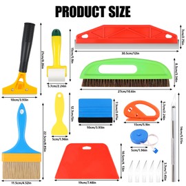 16 Piece Wallpaper Smoothing Tool Set, Wallpaper Tools Including Pressing Wheels, Cutter, Spatula, Brush, Professional Wallpaper Tools, Wallpapering Tool for Wallpaper, Wall Pictures