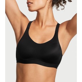 Victoria's Secret Women's VSX Lightweight Mesh Sports Bra, Medium Wireless Support, Black, (34DDD)