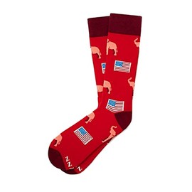 Alynn Men's Red Republican Elephant and American Flag Political Novelty Crew Dress Socks