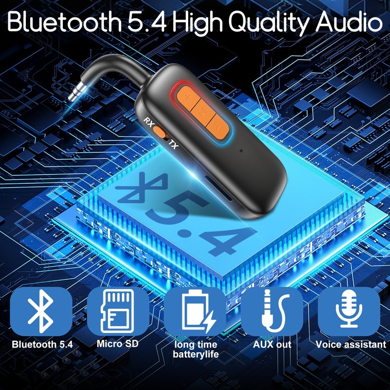 Bluetooth 5.4 Transmitter Receiver 2 in 1 Wireless Aux B-luetooth
