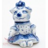 Porcelain gzhel Pig Piglet Girl figurine handmade