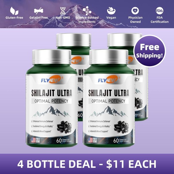 Flynew Optimal Potency Shilajit Ultra 60 Capsules Made in USA