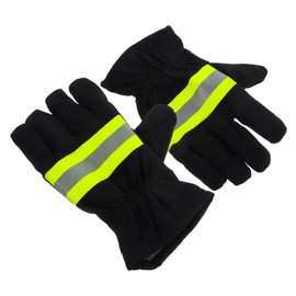 NOLITOY 1pair Insulated Firefighter Gloves Heat Resistant Reflective Strip for Firefighting Emergency for Men
