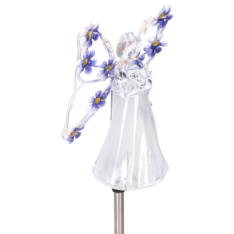2 Pack LED Solar Angel Lights Solar Powered White Light
