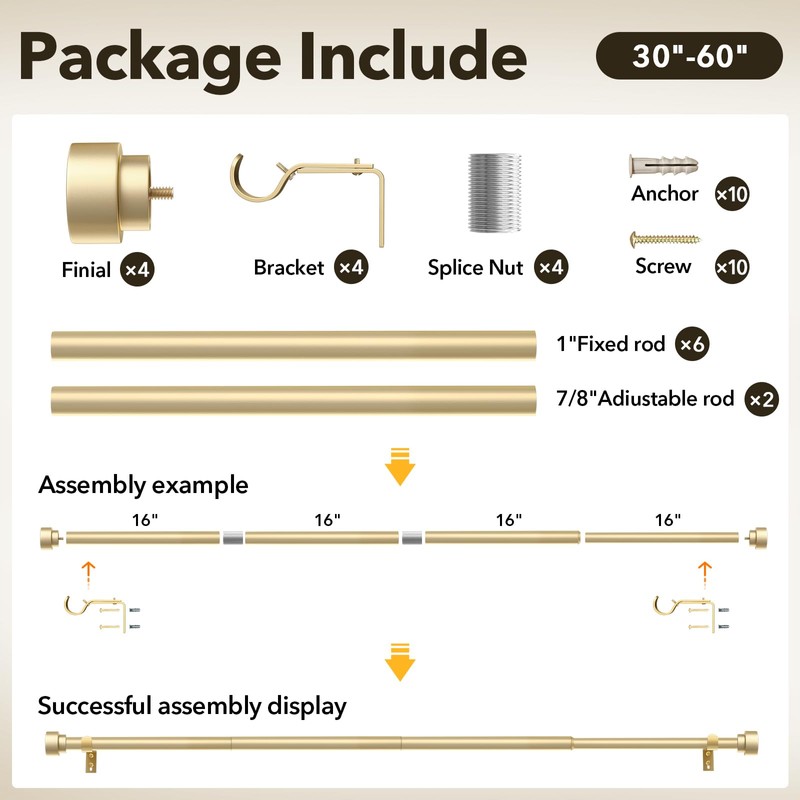 IFELS 2 Pack Heavy Duty Curtain Rods for Windows 28