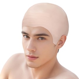 FATMAUI Mens Latex Fancy Dress Costume Skinlike Fake Bald Hallowen Women Makeup Cosplay Wig Cap Bald Cap (Bald Only)