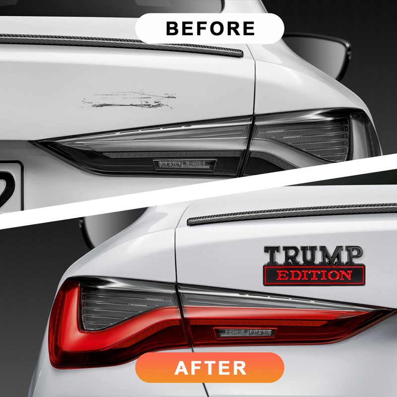 ZNDAW 2 PCS Trump Edition Car Emblem, 3D Raised Metal