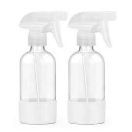 Worldgsb 2 Pack Glass Spray Bottles with Silicone Sleeve, 8 oz Empty Refillable Containers with Adjustable Spray Nozzles, Spray Bottles for Hair, Cleaning Solutions and Plants White