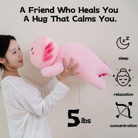 Gudisi 5 Pounds Weighted Axolotl Stuffed Animals 23.6Inch Large Pink Weighted Axolotl Plush,Huggable Companion for Kids & Adults, Gift for Thanksgiving, Christmas and Birthday.