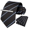 HISDERN A3-02 Formal Necktie Set, Men's, Brown, Striped, Tie Clip,