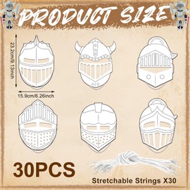 Liliful 30 Set Helmet of Salvation Craft for Kids Bulk Color Your Own DIY Kit Armor of God Knight Mask Crafts Religious Bible Blank Paper Arts for Fun Activity Party Favor