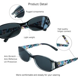 VisionGlobal 3 Pairs Reading Glasses/Sunglasses Foldable with Blue Light Blocking lens Compact Folding Glasses for Women (3 Color, +3.00 Magnification)