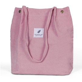 Cord Bag Women's Tote Bag, Cord Shoulder Bag, Fashion Handbag Bag, Casual Fabric Bag for Everyday, Office, School Trip and Shopping - Ultralight Shoulder Bag, Shopping Bag, Fashion Fabric Bag, pink