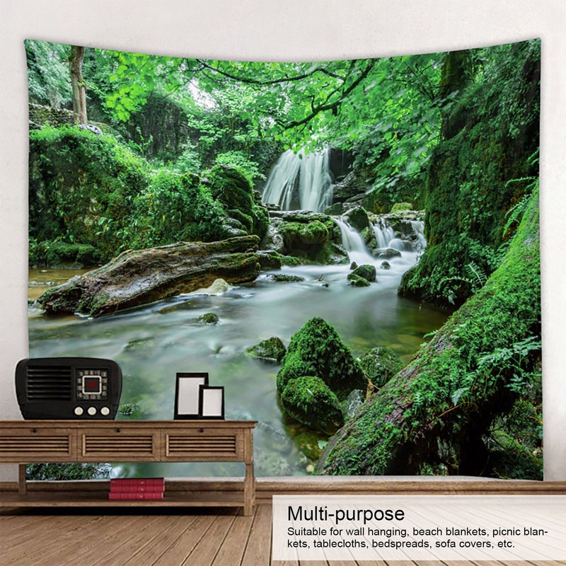 Forest Stream Scenery Tapestry Background Wall Hanging Decorative Blanket for