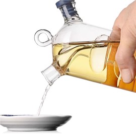 WINAKUI Olive Oil and Vinegar Dispenser Bottle Set, 2 in 1 Glass Olive Oil Dispenser Bottles Cruet, Balsamic Vinegar Dispenser Containers for Kitchen