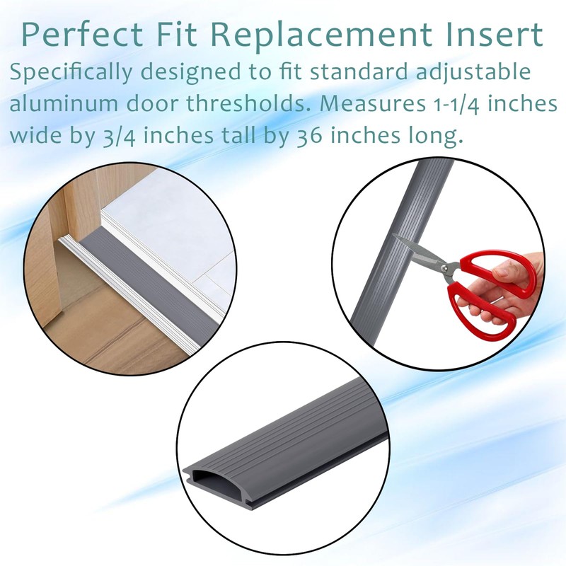  13524 Gray Vinyl Door Threshold Replacement Insert, 1-1/4 in.