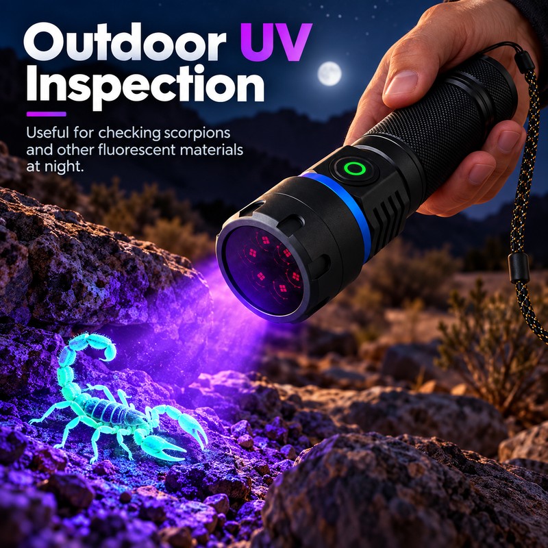 365nm UV Flashlight for Pet Stain Detection – Dual-Mode Blacklight