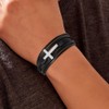 Heyjoin Beading Leather Bracelet Men Cross Inspirational Magnetic Steel Clasp