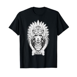 Aztec Warrior Queen Blackwork Tattoo Flash T-Shirt