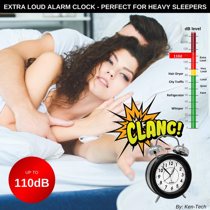 KEN-TECH Atomic Retro Twin Bell Alarm Clock Alarm Clocks for