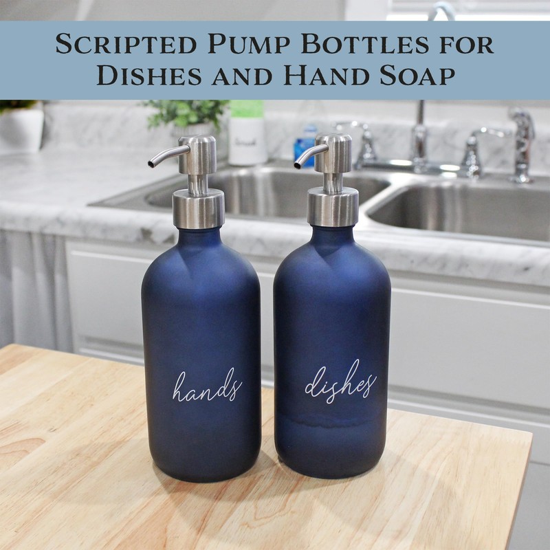 Cornucopia 16oz Hands Dishes Pump Bottles (Blue, Set of 2);
